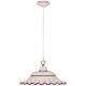 Keramische hanglamp Ø40 cm wit met bloempatroon rode textielkabel wit