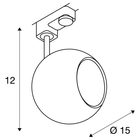 Light Eye 150 Qpar111 Strahler Für 3Phasen Hochvolt-Stromschiene, Weiss/Chrom, Max. 75W, inkl. 3 Phasen-Adapter