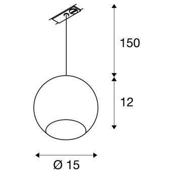 Light Eye® 150, hanglamp voor 1 fasen van hoogspanningsstroomrail, QPAR111, zwart/chroom, max. 75W, incl. 1 fase-adapter