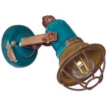 Rustieke wandlamp in benzine blauw in VintageSign E27